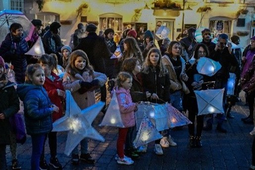 Photo of children taking part in the lantern parade